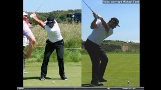 Jon Rahm golf swing  Long Iron faceon amp downtheline July 2017 [upl. by Enelyk397]