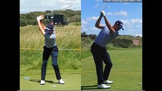 Justin Thomas golf swing  Long Iron faceon amp downtheline July 2017 [upl. by Ytte]