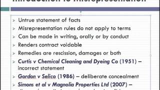 Misrepresentation Lecture 1 of 4 [upl. by Cerelly]